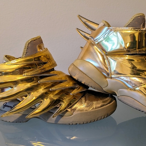 JEREMY SCOTT ADIDAS GOLD WINGS MENS SZ 5 / LADIES 7 - Picture 5 of 16